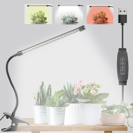 Clip-On Grow Light for Indoor Plants | Full Spectrum with Auto-Timer