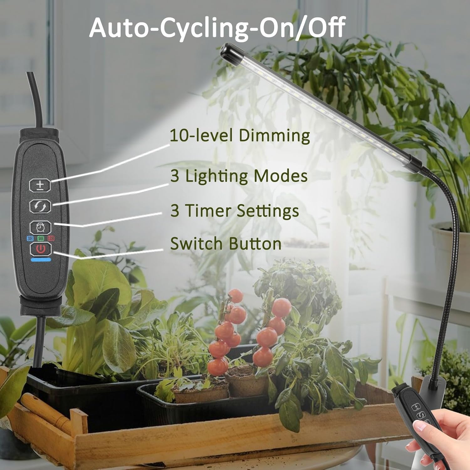 Clip-On Grow Light for Indoor Plants | Full Spectrum with Auto-Timer