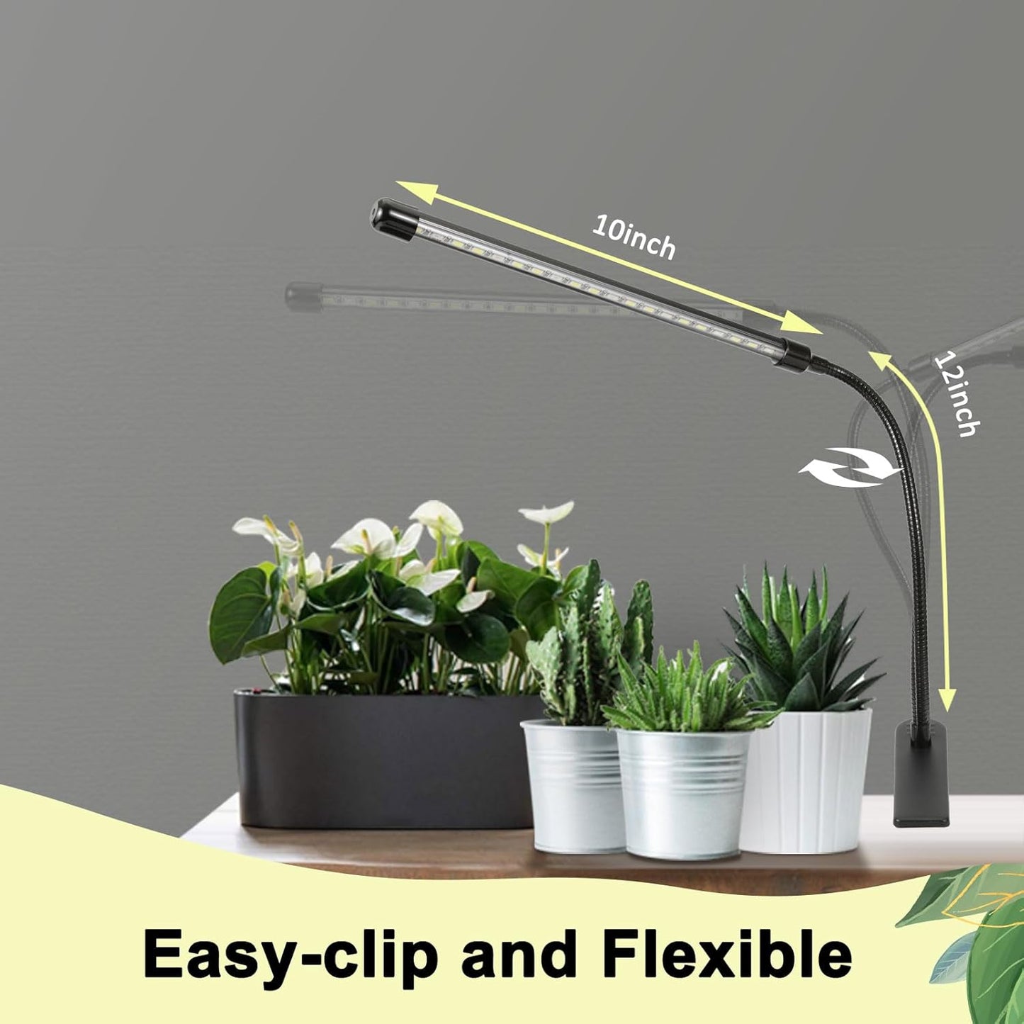 Clip-On Grow Light for Indoor Plants | Full Spectrum with Auto-Timer