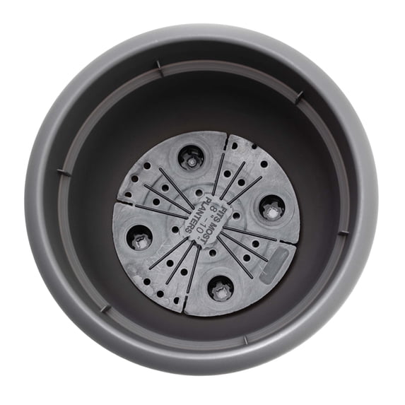 Ariana 12" Self-Watering Plastic Planter - Rolled Rim Indoor/Outdoor Garden Pot, Charcoal